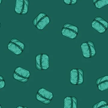 Seamless pattern fiber ball yarn cartoon vector Illustrazione stock