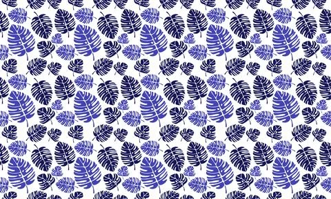 Seamless pattern with ficus and palm leaves. Background Stock Photos