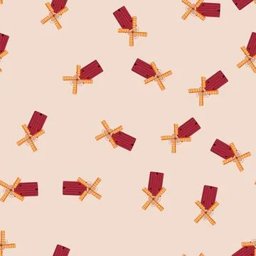 Seamless pattern field mill farm cartoon vector Stockillustratie