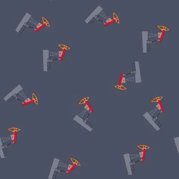 Seamless pattern field oil rig cartoon vector Stock Illustration