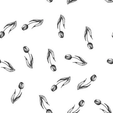 Seamless pattern field tulip sketch hand drawn Stock Illustration