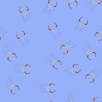 Seamless pattern fiend monster with horns cartoon vector Stock Illustration