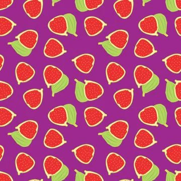 Seamless pattern of fig fruit on purple background. Stock Illustration