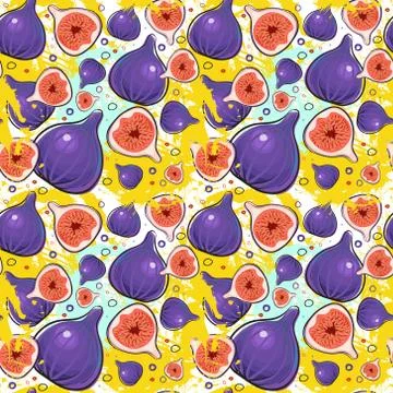 Seamless Pattern Fig Fruits Exotic Ornament Background Illustrazione stock