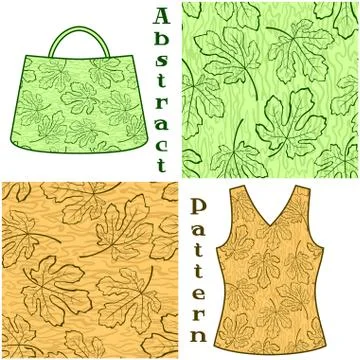 Seamless Pattern, Fig Tree Leaves Contours Illustrazione stock