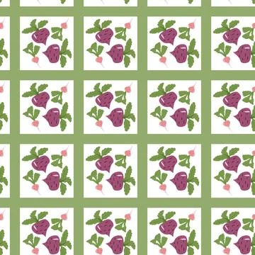Seamless pattern of figs and leaves on white and green background Stock Illustration