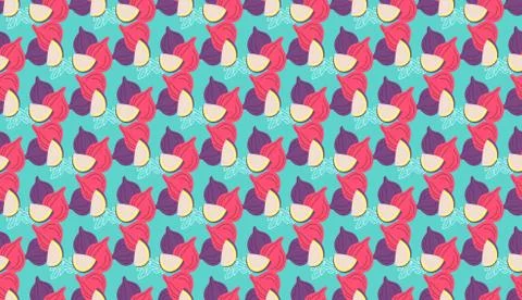 Seamless pattern of figs virtual background for Zoom. Whole pink figs fruits  Stock Illustration