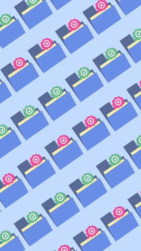Seamless pattern of file folders with a notification icon flat design Stock Footage 333396082