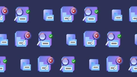 Seamless pattern of file search, folder verification, and data audit icons Stock Footage 324431886