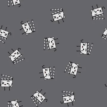 Seamless pattern film clapper board character cartoon vector Stock Illustration