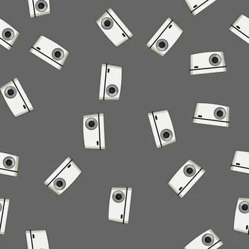 Seamless pattern film projector video cartoon vector Stock Illustration