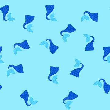Seamless pattern fin mermaid tail cartoon vector Stock Illustration