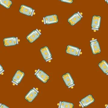 Seamless pattern finance coin jar cartoon vector Stock Illustration