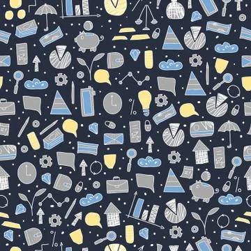 Seamless pattern with finance elements. Business concept. Endless background. Stock Illustration