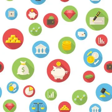 Seamless pattern with finance icons Stock Illustration