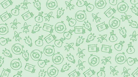 Seamless pattern of finance icons including money, coins, piggy banks, and .. Stock Footage 320336578