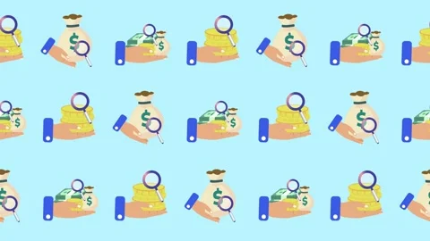 Seamless pattern of financial auditing, money inspection, and accounting icons Stock Footage 321952638