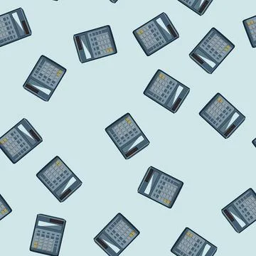 Seamless pattern financial calculator device cartoon vector 스톡 일러스트