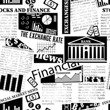 Seamless pattern from the financial newspaper Stock Illustration