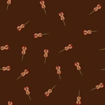 Seamless pattern fingerboard cello cartoon vector Stock Illustration