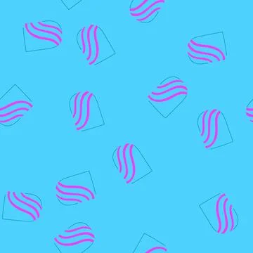 Seamless pattern fingernail with blue and pink wavy stripe design Stock Illustration