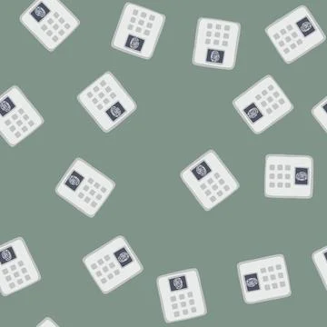 Seamless pattern fingerprint biometric security device cartoon vector 库存插图