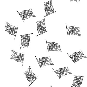 Seamless pattern finish flag race sketch hand drawn Illustrazione stock