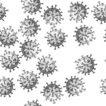 Seamless pattern fins virus sketch hand drawn Illustrazione stock