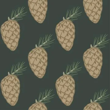 Seamless pattern fir branch with a cone Stock Illustration