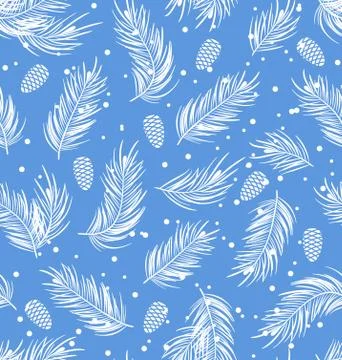 Seamless Pattern with Fir Branches and Cones Stock Illustration
