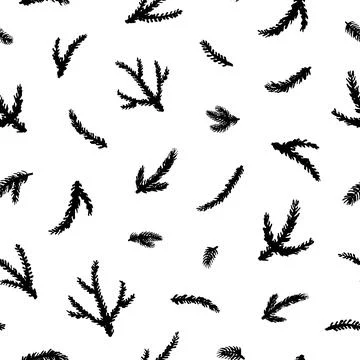 Seamless pattern with fir branches and twigs. 스톡 일러스트