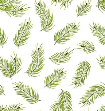Seamless Pattern with Fir Branches 스톡 일러스트