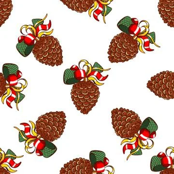 Seamless Pattern Fir Cones Stock Illustration
