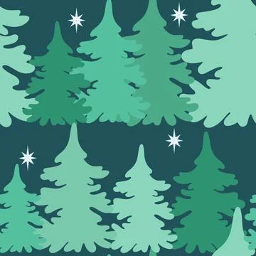 Seamless pattern with fir forest vector illustration. Stock Illustration