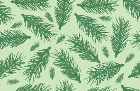 Seamless pattern of fir tree branches silhouette. Vector illustration. イラスト素材