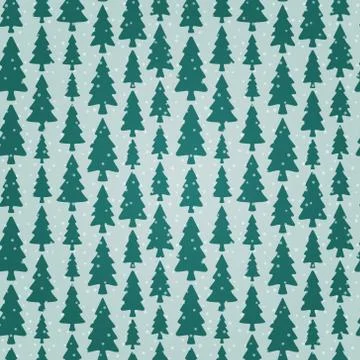 Seamless pattern with fir trees and snowflakes Stock Illustration