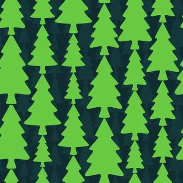 Seamless pattern with fir trees on dark background Stock Illustration