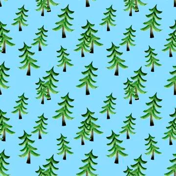 Seamless pattern with fir trees Stock Illustration