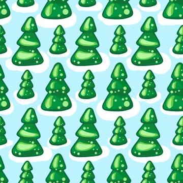 Seamless pattern of fir trees on snow Stock Illustration