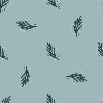 Seamless pattern fir twig on light blue background. Vector geometric template Stock Illustration