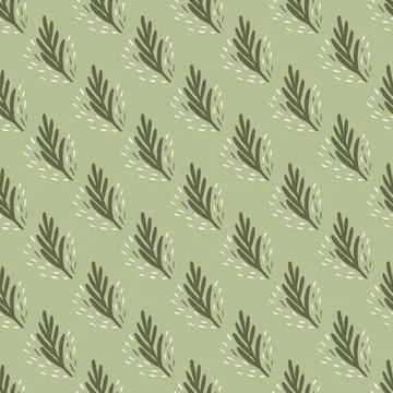Seamless pattern fir twig on light green background. Vector geometric templat Stock Illustration