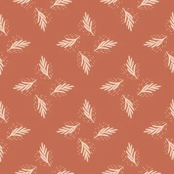 Seamless pattern fir twig on light brown background. Vector geometric templat 스톡 일러스트
