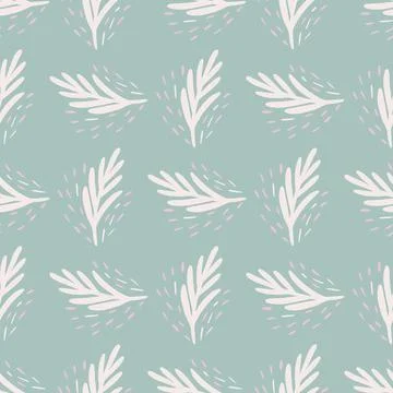 Seamless pattern fir twig on mint background. Vector geometric template in do Stock Illustration