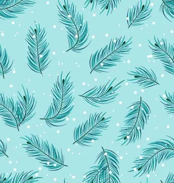 Seamless Pattern with Fir Twigs 스톡 일러스트