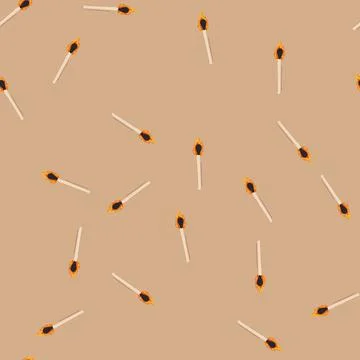Seamless pattern fire burning match cartoon vector Stock Illustration