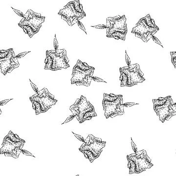 Seamless pattern fire candle sketch hand drawn Stock Illustration