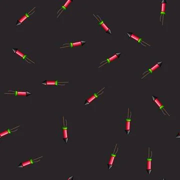Seamless pattern fire firework rocket cartoon vector 스톡 일러스트