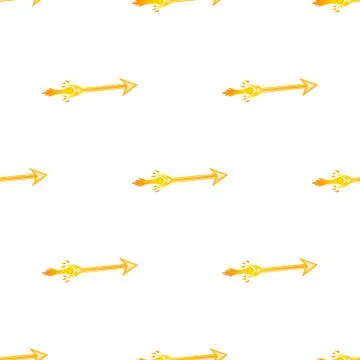 Seamless pattern with fire magic arrows on white background. Vector illustration Stock Illustration