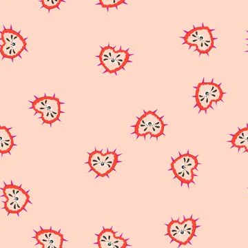 Seamless pattern fire mexican heart cartoon vector Stock Illustration