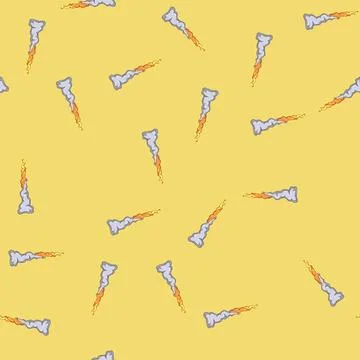 Seamless pattern fire rocket launch smoke cartoon vector イラスト素材